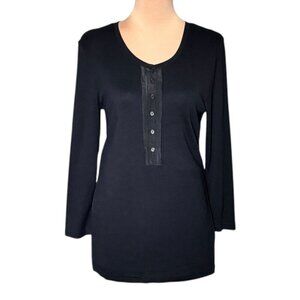 J. Crew Perfect Fit Top Sz.M Black Cotton Minimalist Capsule Wardrobe Staple